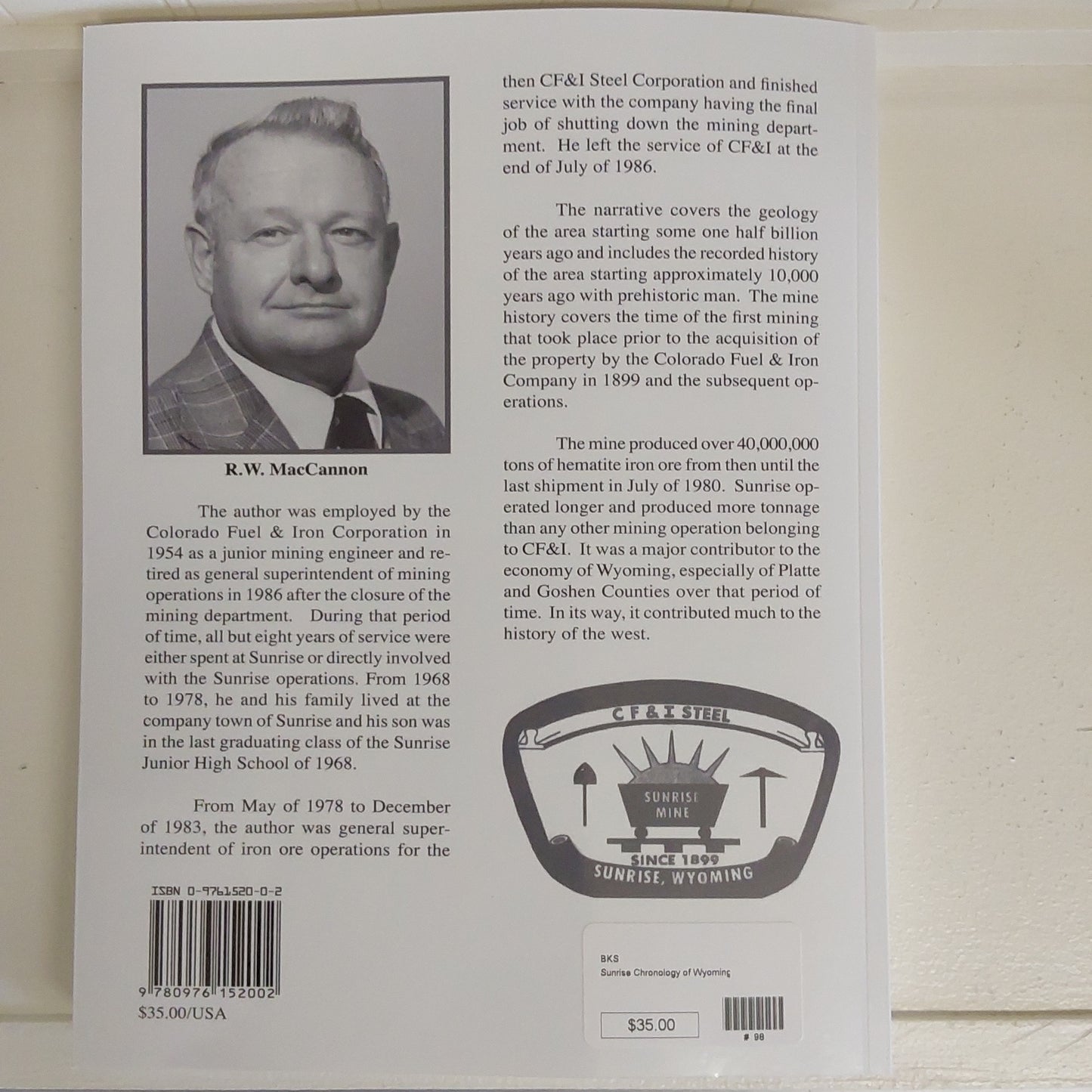 Book - Sunrise A Chronology of a Wyoming Mine