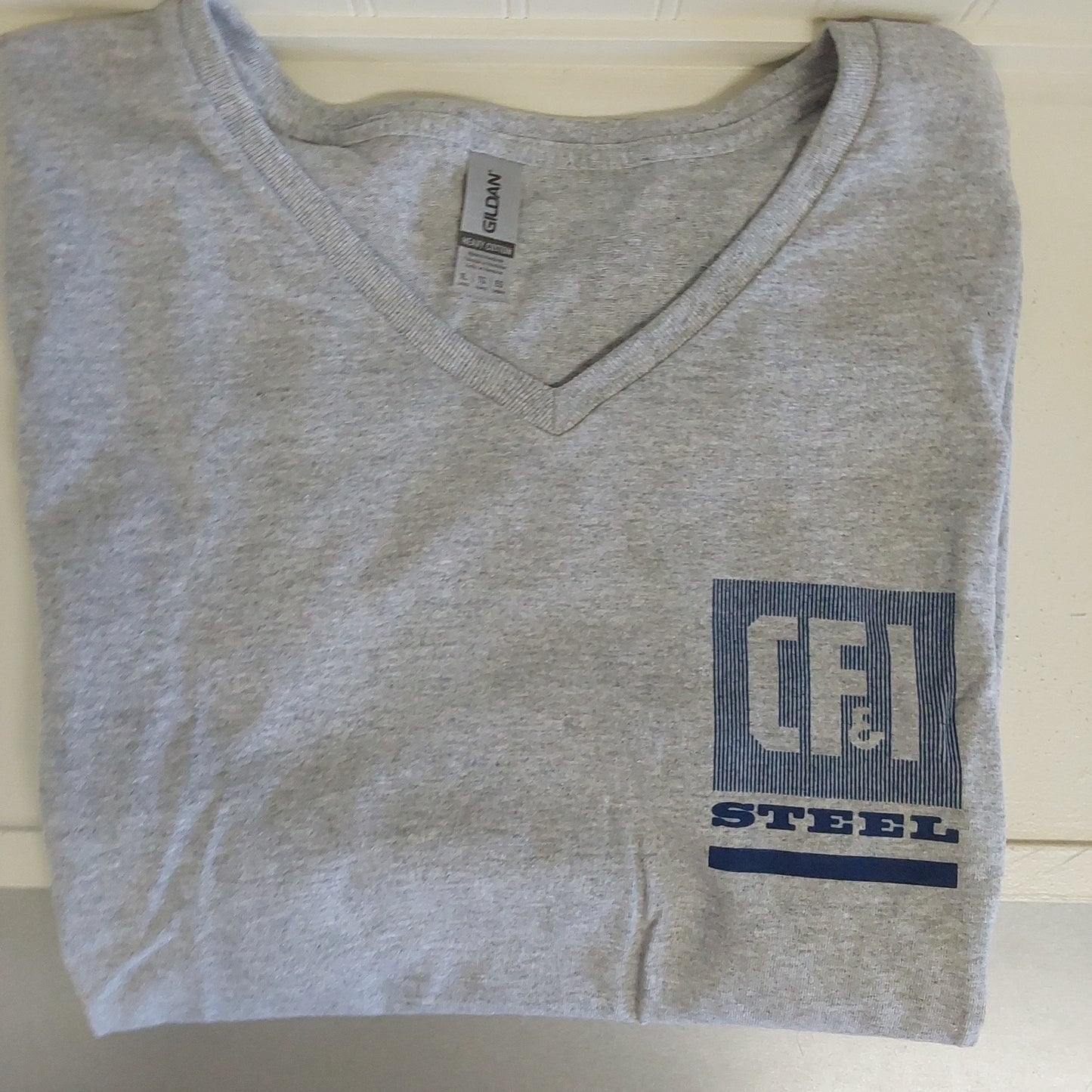 T-Shirt Ladies V-Neck Grey 2XL